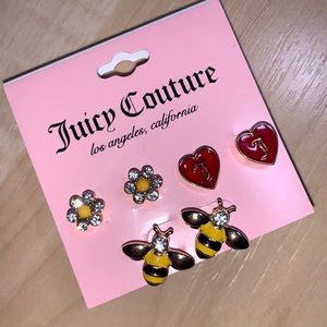 JUICY COUTURE 3 Pairs of Earrings - Flowers, Hearts and Bumblebees